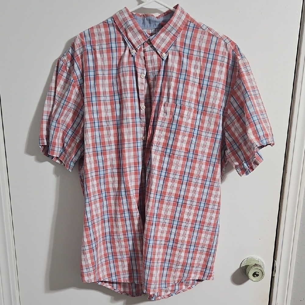 Izod Men's Red and Blue Plaid Shirt